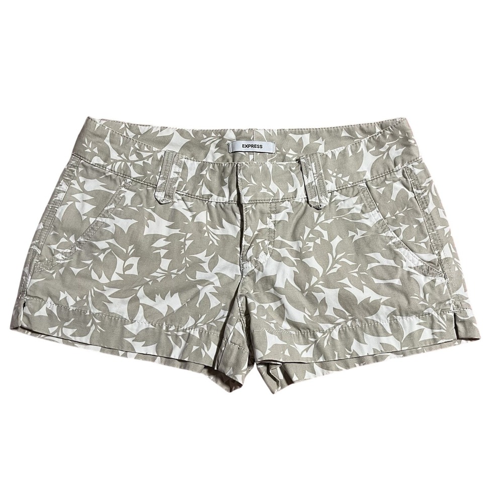Y2K Express Leaf Khaki Short Low Rise Casual Cotton Utility Pocket Retro Women 2
